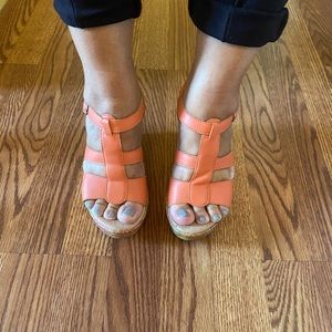 Peach colored wedges